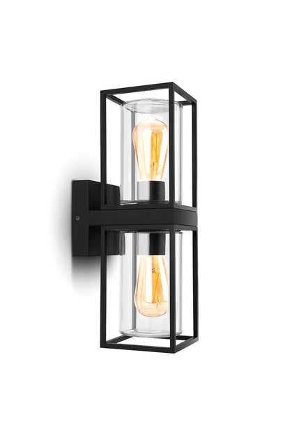 LUTEC-FLAIR (Up&Down) LED Outdoor Geometric Wall Light With Clear Glass Surround