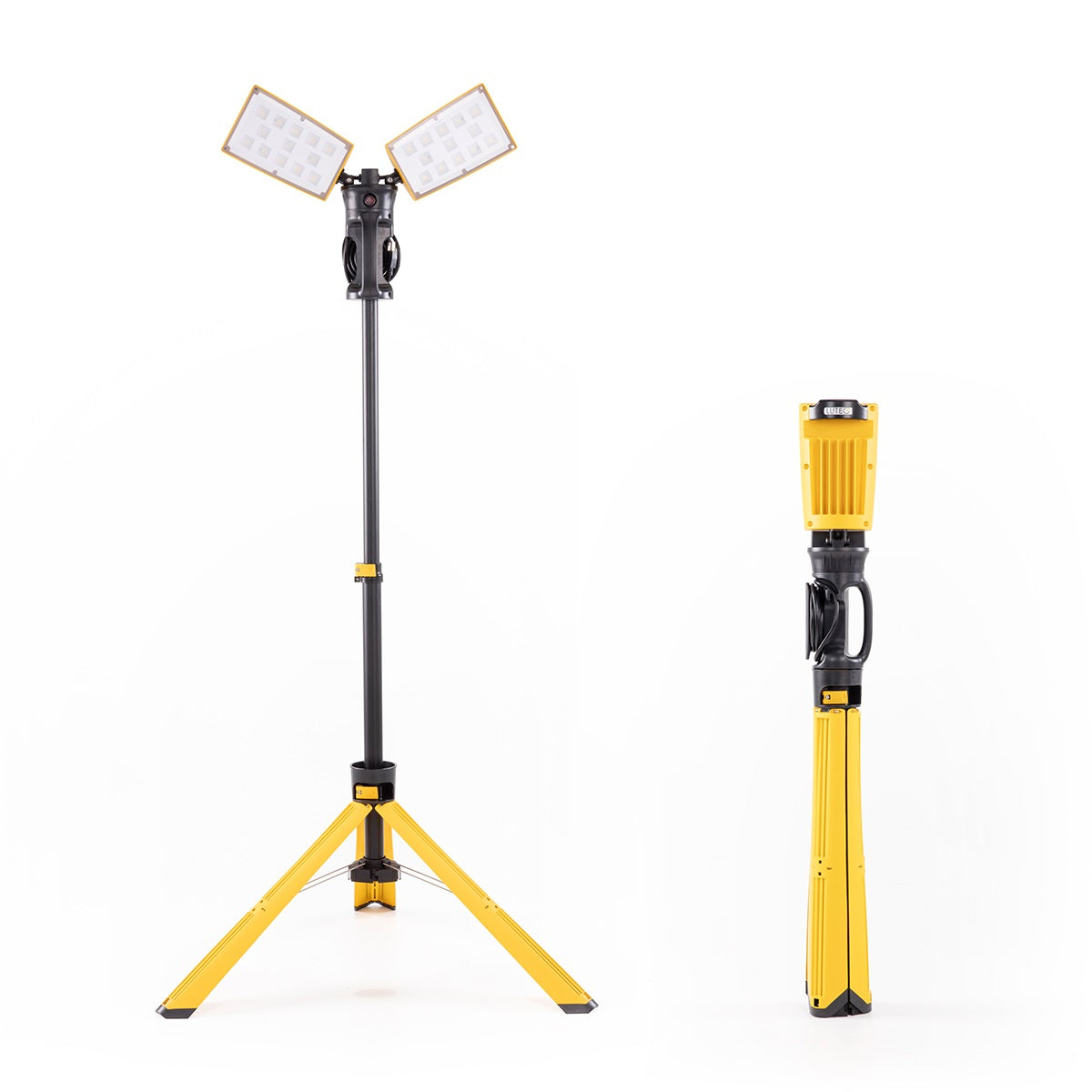 【Upgraded】5000K 12000 Lumen 105 Watt Dual Head LED Work Light Telescoping Tripod Work Light Stand Rotating Waterproof Lamps 8 Ft 3 Prong Power Cord