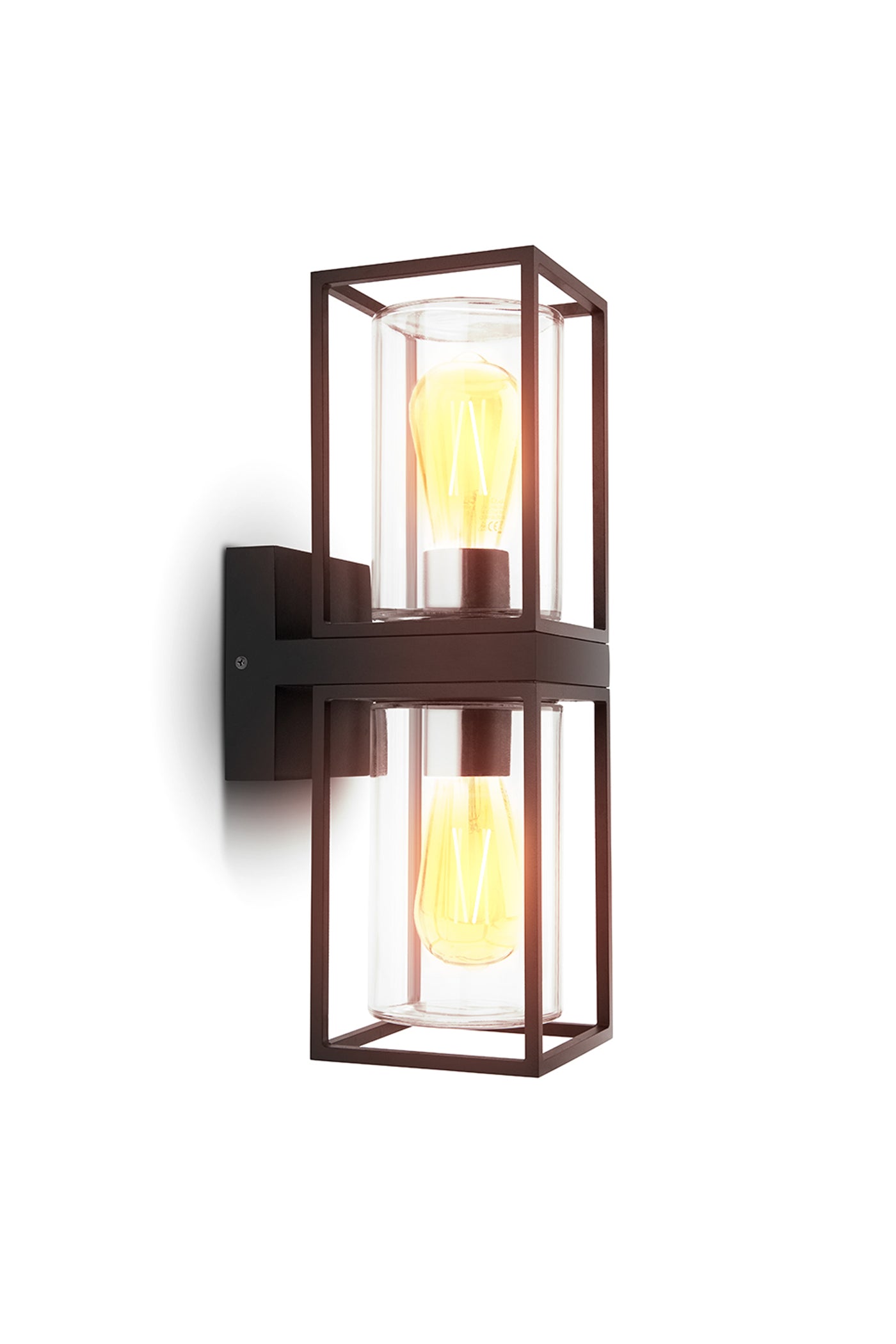 LUTEC-FLAIR (Up&Down) LED Outdoor Geometric Wall Light With Clear Glass Surround