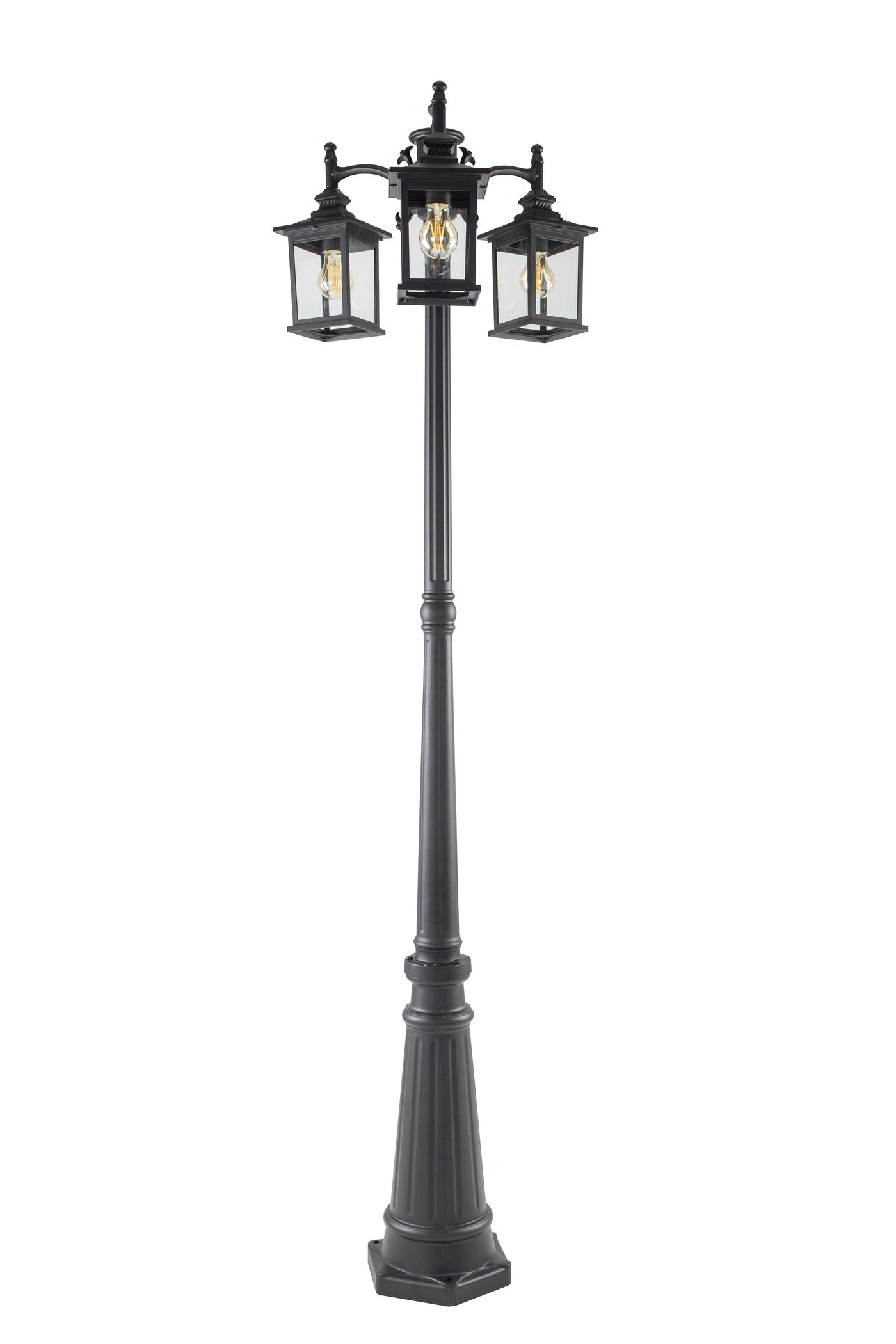 LUTEC-HIGH POST 3 Square-Head Die-Cast Aluminum LED Outdoor Hard Wired Street Light (Head & Pole), ‎Black