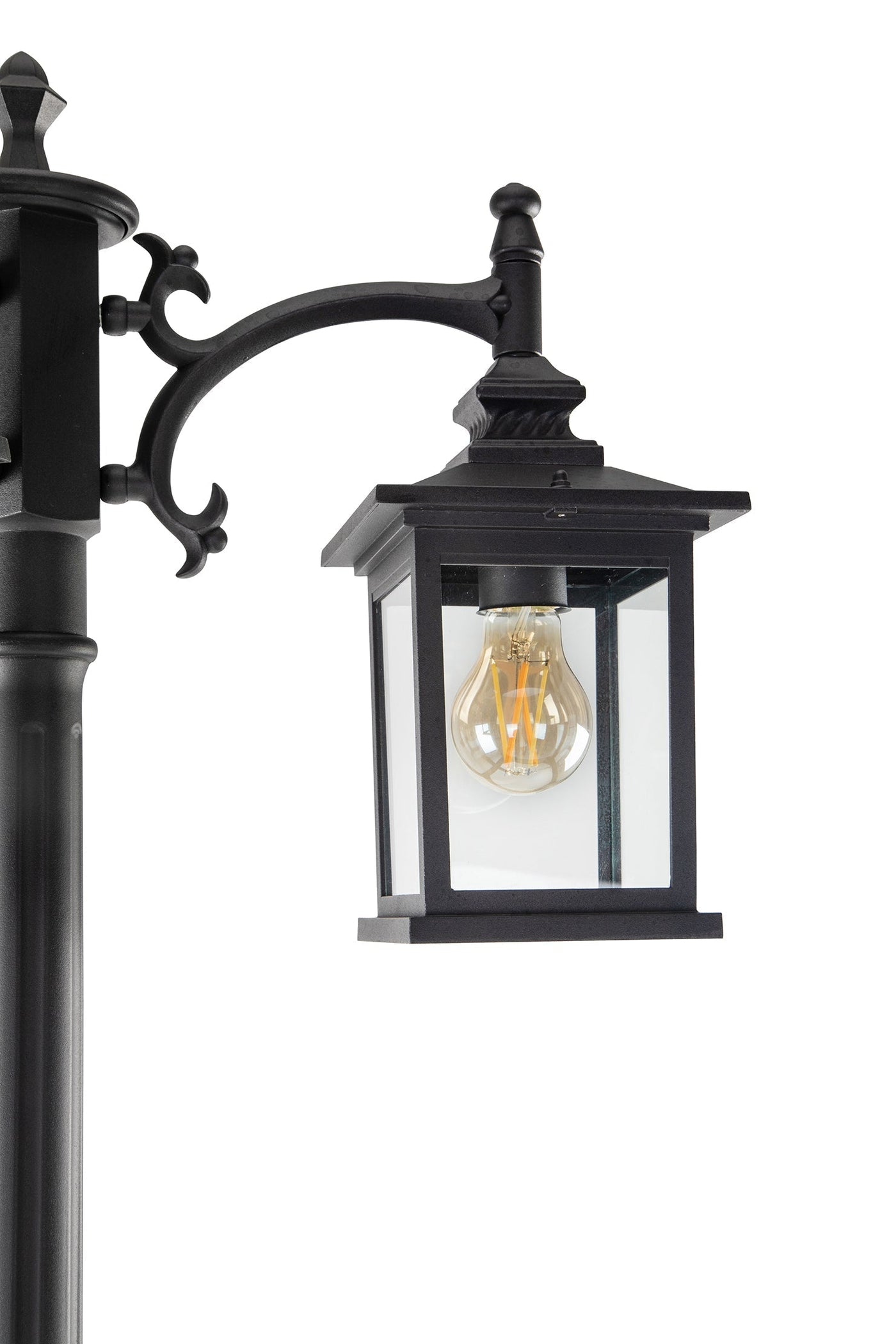 LUTEC-HIGH POST 3 Square-Head Die-Cast Aluminum LED Outdoor Hard Wired Street Light (Head & Pole), ‎Black