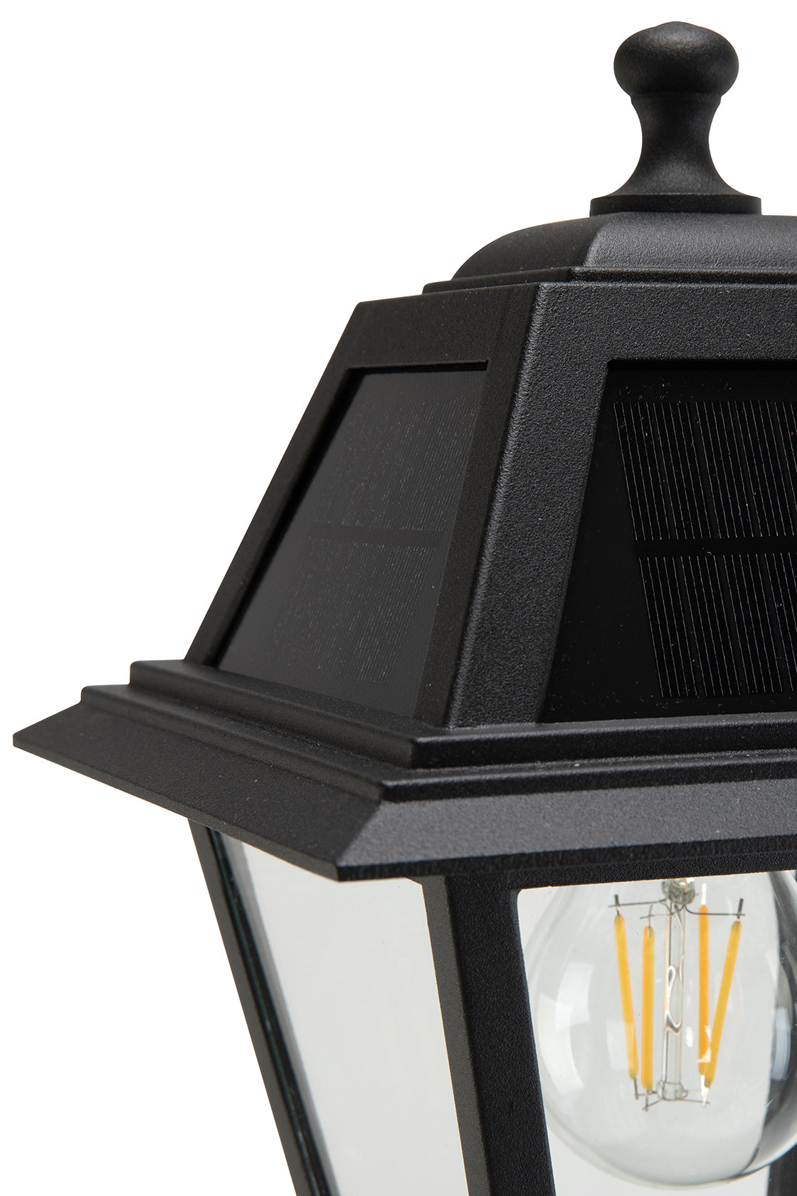LUTEC- One-Trapezoid-Head Die-Cast Aluminum LED Outdoor Solar Street Light (Head & Pole), Dusk to Dawn. Black(Bulbs Included)