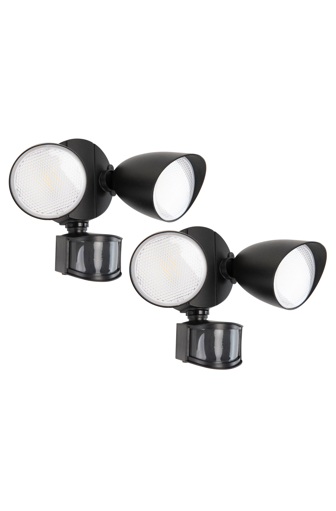 LUTEC-Shrimp,2 Packs, 2500LM, 5000K, 32W, LED Motion Sensor, D2D, Dual-Head Floodlight,Black