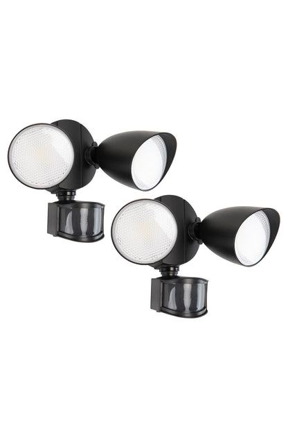 LUTEC-Shrimp,2 Packs, 2500LM, 5000K, 32W, LED Motion Sensor, D2D, Dual-Head Floodlight,Black